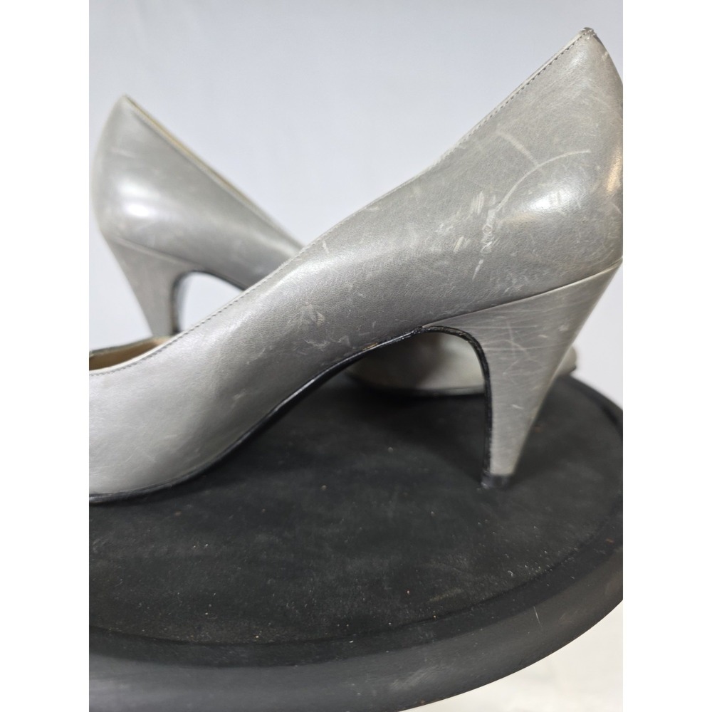Vintage Gucci Ostrich Gray Pointed Toe Heels 38 Knight‎ Crest Label Italy COA - Picture 15 of 16